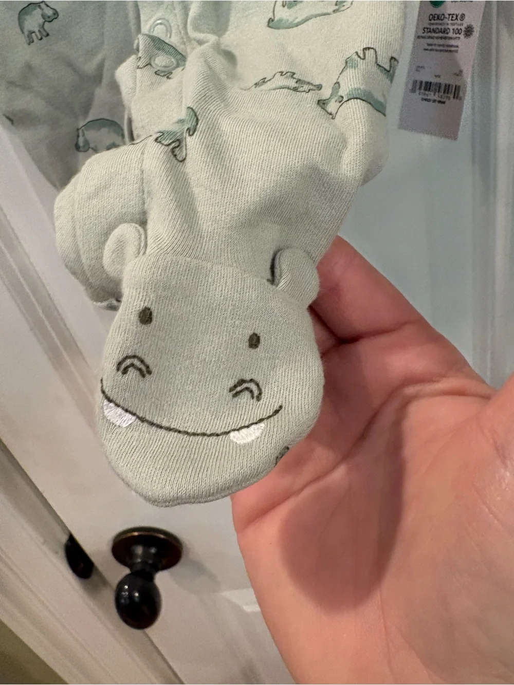 NWT Carter's Sage Green Hippo Footed One-Piece outfit sku TR175 preemie